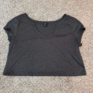 SHEIN Dark Charcoal Scoop Neck Crop Tee